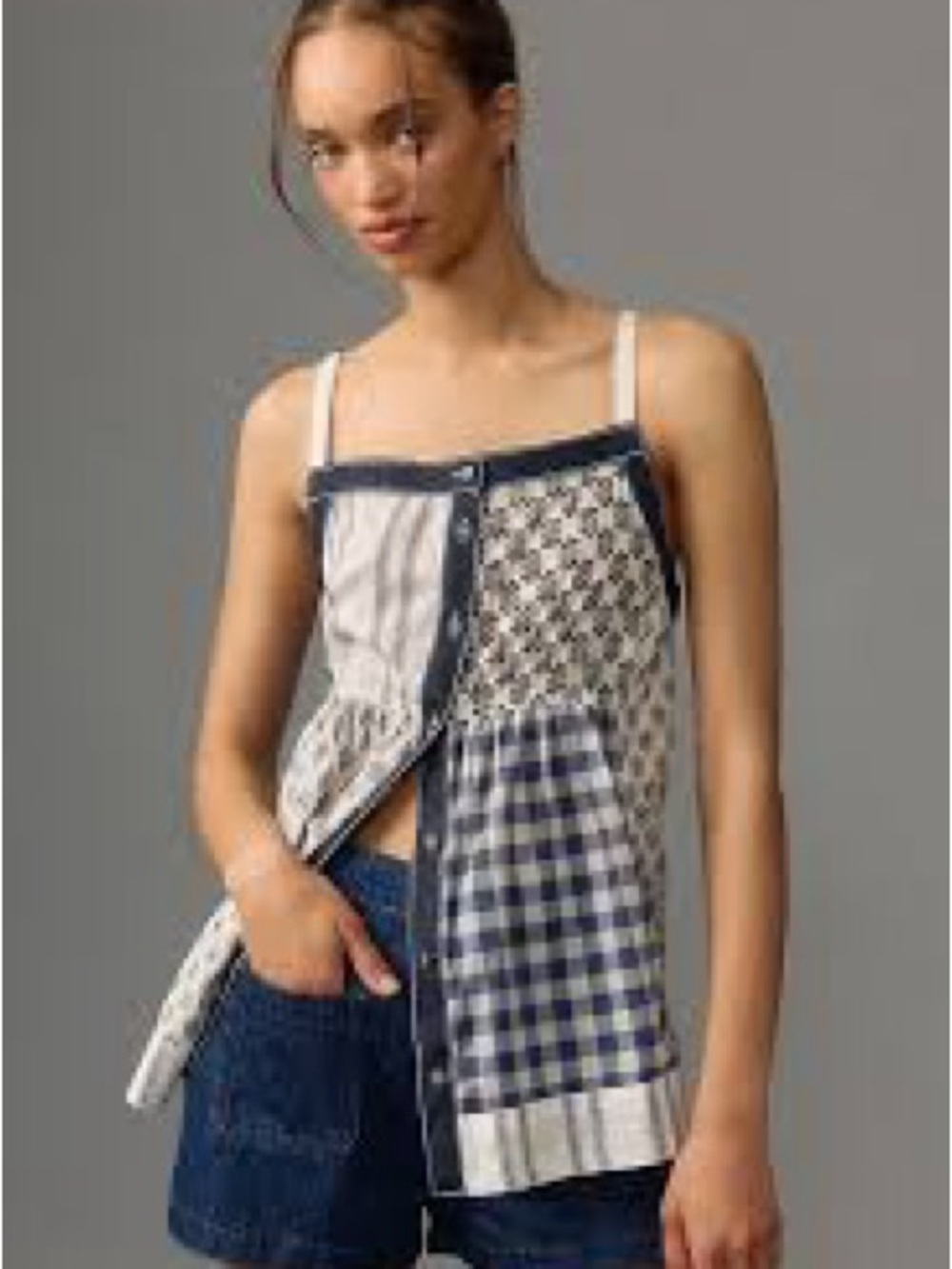 Pilcro Mixed Patterned Babydoll Tank from Anthropologie - Size Large